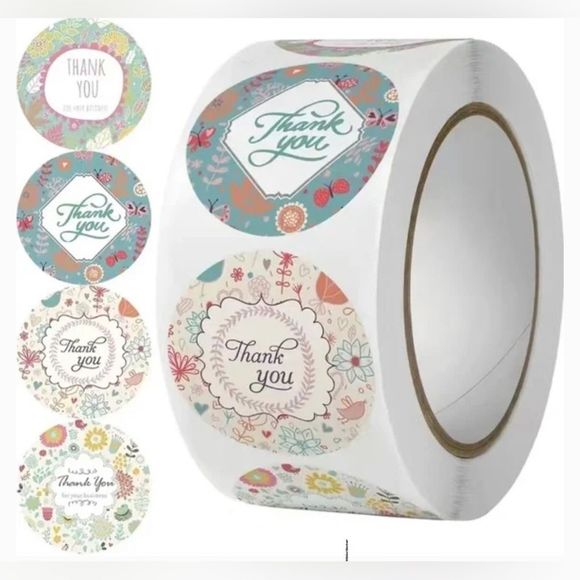 500 roll of bohemian thank you stickers variety pack 4 designs NWT​​​ - Picture 3 of 5
